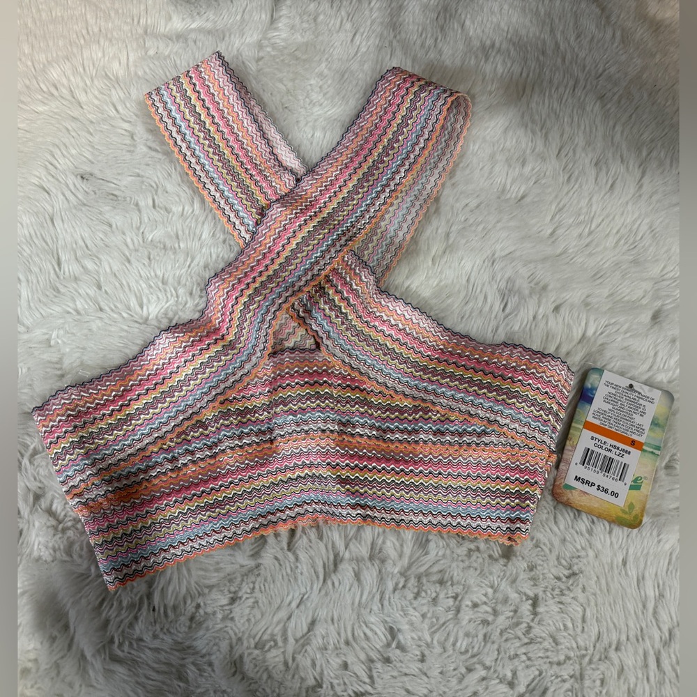 NWT Hobie Rainbow Criss Cross Swim Top - Picture 3 of 10
